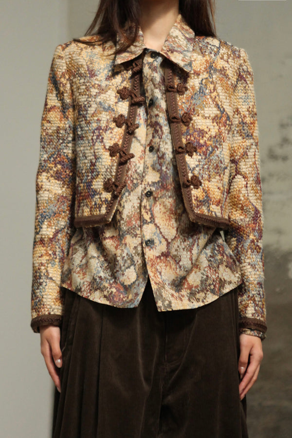 INTO THE EAST 2025 Autumn/Winter Mosaic Tweed Suit with Chinese Fold Buttons ITE-E1DGAW077NCC21SU-HUA Pattern